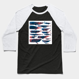 Printed whales White Baseball T-Shirt